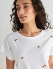 Zest Embroidered Oranges Organic Cotton Boxy Tee White product photo View 04 S