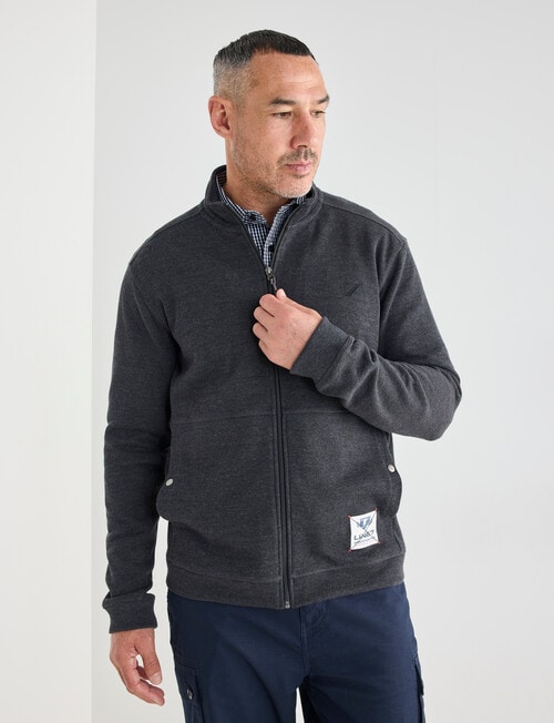 Line 7 Farrel Fleece Zip Thru Sweatshirt, Charcoal Marle product photo View 04 L