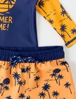 Teeny Weeny Palm Tree Long Sleeve Rash Set, Orange & Navy product photo View 02 S