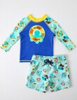 Teeny Weeny Postcards Long Sleeve Rash Set, Aqua & Blue product photo