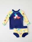 Teeny Weeny Seagull Long Sleeve Rash Top & Nappy Set, 2-Piece, Navy & Yellow product photo