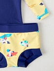 Teeny Weeny Seagull Long Sleeve Rash Top & Nappy Set, 2-Piece, Navy & Yellow product photo View 02 S