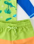 Teeny Weeny Croc Long Sleeve Rash Set, Lime & Blue product photo View 02 S