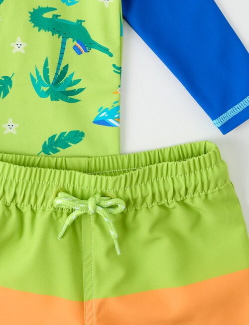 Teeny Weeny Croc Long Sleeve Rash Set, Lime & Blue product photo View 02 L