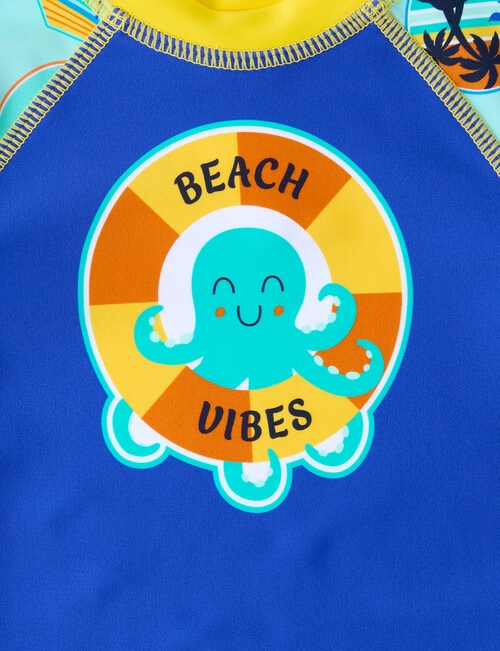 Teeny Weeny Postcards Long Sleeve Rash Set, Aqua & Blue product photo View 03 L