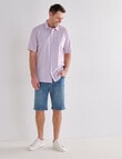 Chisel Linen Blend Short Sleeve Shirt, Mauve product photo View 03 S