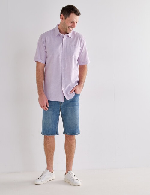 Chisel Linen Blend Short Sleeve Shirt, Mauve product photo View 03 L
