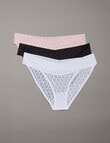 Calvin Klein Logo Lace Low Rise Bikini Brief, 3-Pack, Black, White & Pink product photo