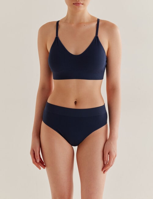 Honey Vegas Rib Hi-Cut Brief, Navy product photo View 03 L