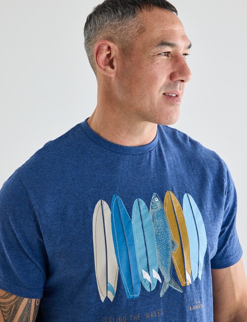 Logan Wave Print Tee, Navy Marle product photo View 04 L