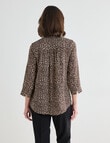 Oliver Black Pebble Print Mandarin Shirt with Cuff, Brown product photo View 02 S