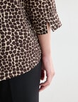 Oliver Black Pebble Print Mandarin Shirt with Cuff, Brown product photo View 04 S