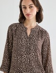 Oliver Black Pebble Print Mandarin Shirt with Cuff, Brown product photo View 07 S