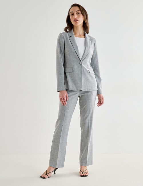 Oliver Black Cross Hatch Straight Leg Regular Pant, Silver Marle product photo View 03 L