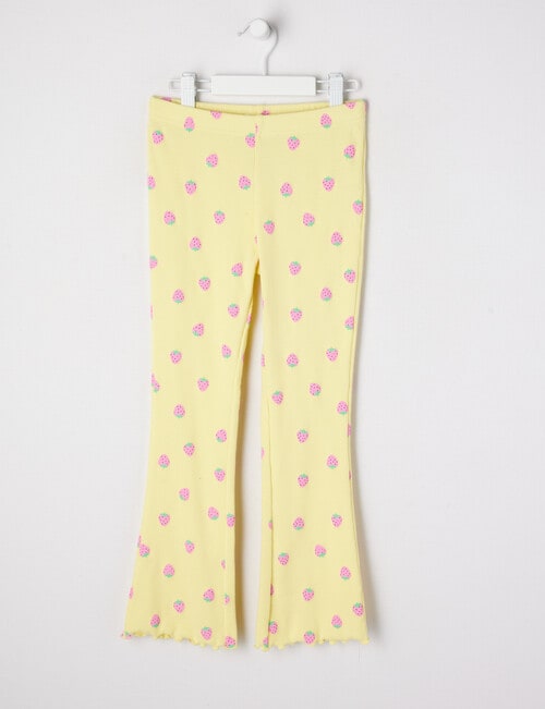 Mac & Ellie Strawberries Rib Flare Leggings, Lemon product photo