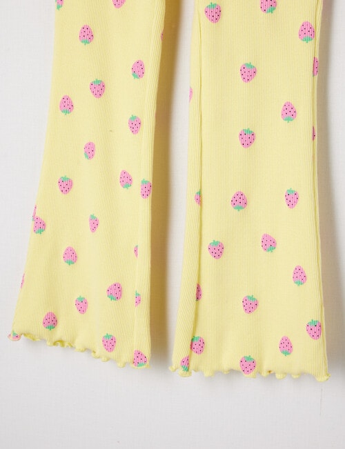 Mac & Ellie Strawberries Rib Flare Leggings, Lemon product photo View 02 L