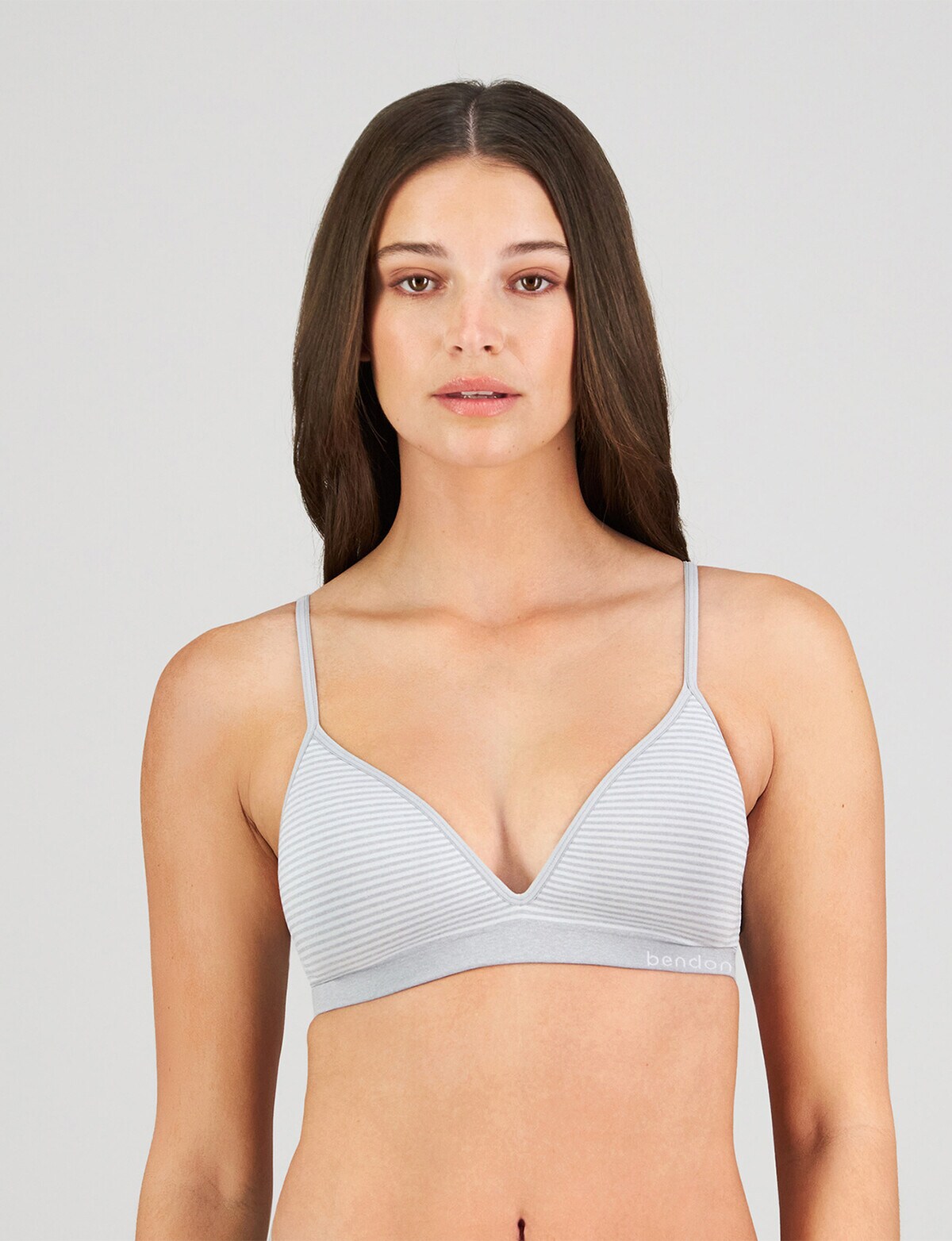 Bendon Simply Seamless Stripe Soft Cup Bra, Grey, AA-D - Bras