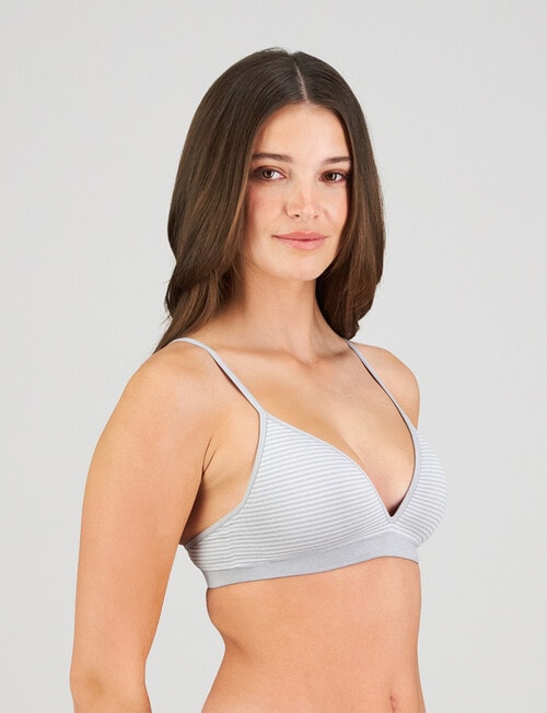 Bendon Simply Seamless Stripe Soft Cup Bra, Grey, AA-D product photo View 03 L