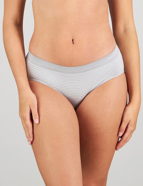 Bendon Simply Seamless Stripe Boyshort Brief, Grey product photo