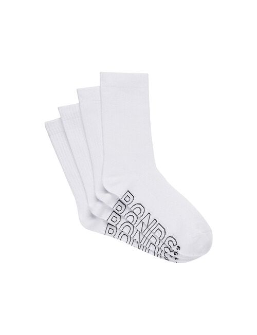Bonds Logo Lightweight Crew Sock, 4-Pack, White product photo