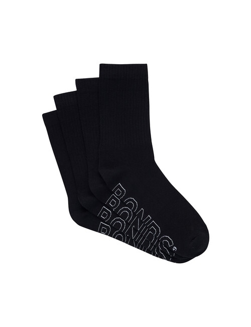 Bonds Logo Lightweight Crew Sock, 4-Pack, Black product photo
