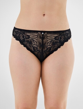 Bendon Embrace Floral Lace Bikini Brief, Black product photo