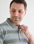 Chisel Multi Stripe Short Sleeve Polo Shirt, Sage product photo
