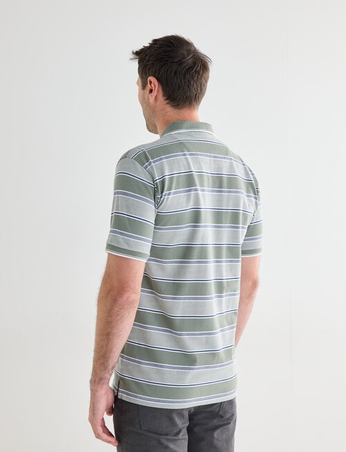 Chisel Multi Stripe Short Sleeve Polo Shirt, Sage product photo View 02 L