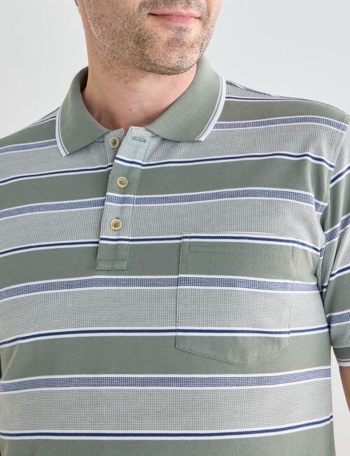 Chisel Multi Stripe Short Sleeve Polo Shirt, Sage product photo View 04 L