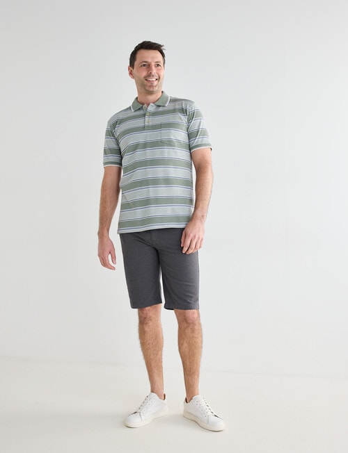 Chisel Multi Stripe Short Sleeve Polo Shirt, Sage product photo View 03 L