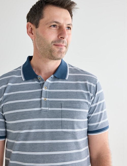 Chisel Small Stripe Short Sleeve Polo Shirt, Petrol product photo View 04 L