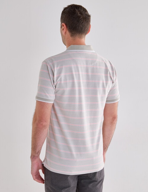 Chisel Small Stripe Short Sleeve Polo Shirt, Taupe product photo View 02 L