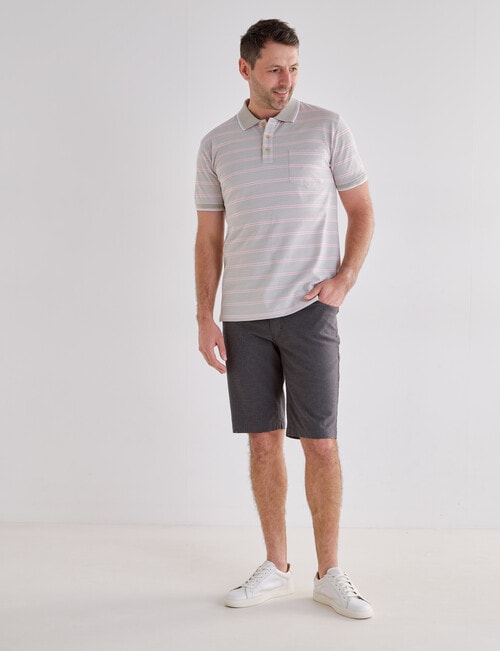 Chisel Small Stripe Short Sleeve Polo Shirt, Taupe product photo View 03 L