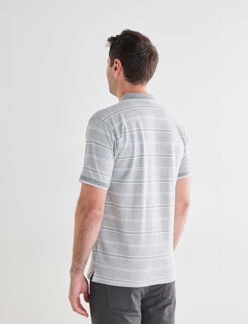 Chisel Multi Stripe Short Sleeve Polo Shirt, Light Grey product photo View 02 L