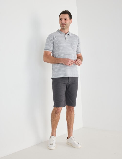 Chisel Multi Stripe Short Sleeve Polo Shirt, Light Grey product photo View 03 L