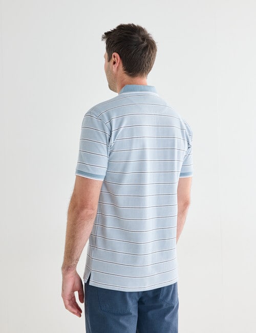 Chisel Small Stripe Short Sleeve Polo Shirt, Teal product photo View 02 L