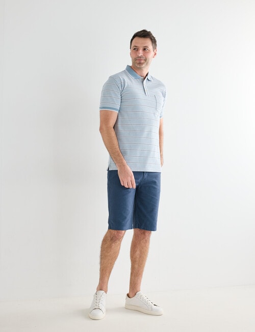 Chisel Small Stripe Short Sleeve Polo Shirt, Teal product photo View 03 L