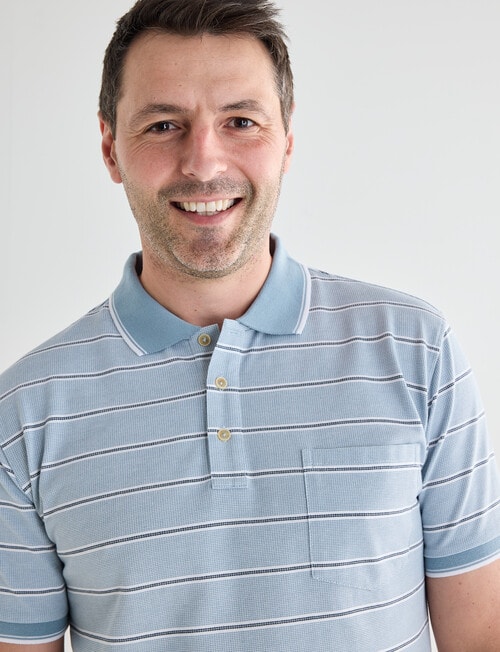 Chisel Small Stripe Short Sleeve Polo Shirt, Teal product photo View 04 L