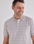 Chisel Small Stripe Short Sleeve Polo Shirt, Taupe product photo View 04 S