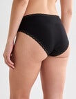 Lyric Lisa Cotton Lace Trim Hi Cut Brief, Black product photo View 02 S