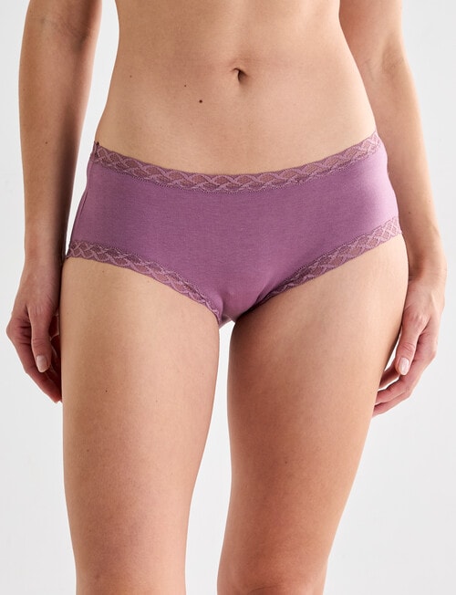 Lyric Lisa Cotton Lace Trim Boyleg, Violet product photo