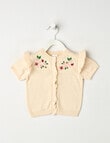 Teeny Weeny Ladybug Knit Short-sleeve Cardigan, Antique White product photo