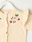 Teeny Weeny Ladybug Knit Short-sleeve Cardigan, Antique White product photo View 02 S