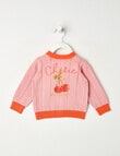 Teeny Weeny Cherry Knit Cardigan, Powder Pink product photo View 03 S