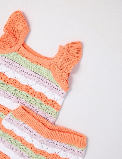 Teeny Weeny Crochet Top & Short Set, 2-Piece, Orange product photo View 02 L