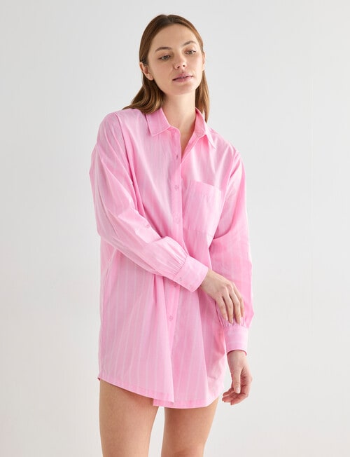 Mineral Sleep Stripe Nightshirt, Pink product photo View 05 L