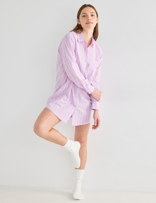 Mineral Sleep Stripe Nightshirt, Lilac product photo
