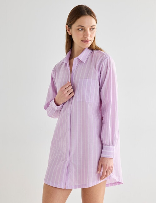 Mineral Sleep Stripe Nightshirt, Lilac product photo View 03 L