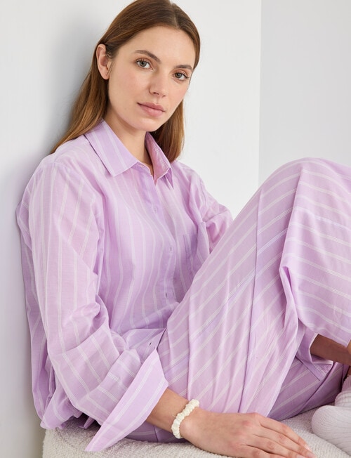 Mineral Sleep Stripe Nightshirt, Lilac product photo View 06 L