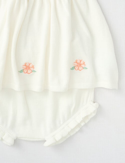 Little Bundle Flower Knit Dress & Bloomer Set, 2-Piece, White product photo View 04 L